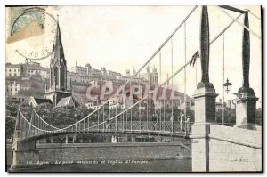 Postcard Old Lyon Suspension Bridge and the Church of St. George