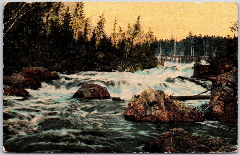 1913 Waterfalls Rocks Forest Trees River View Scenic Nature Posted Postcard