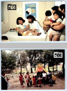 2 Postcards POLIO PLUS in PERU Childrens Vaccination Program ROTARY CLUB 1980s