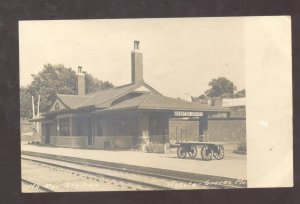 RPPC WEBSTER GROVES MISSOURI RAILROAD DEPOT TRAIN STATION REAL PHOTO POSTCARD