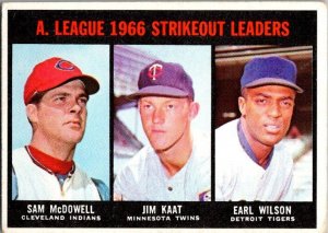 1967 Topps Baseball Card '66 AL Strikeout Leaders McDowell Kaat Wilson s...