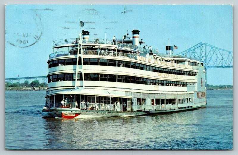 SS President  Mississippi River     Postcard  1961