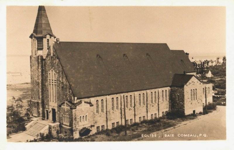 Canada Eglise Baie Comeau Quebec Vintage RPPC 03.96