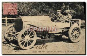 Postcard Old Heath Automobile Panhard Levassor on his car