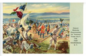 NY - Ft Ticonderoga. Gen. Montcalm Praising Victorious Troops (creases) 