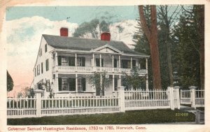 Vintage Postcard 1920's Governor Samuel Huntington Residence Norwich Connecticut