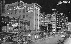 Postcard Early View of Fifth Street in Memphis, TN at Night,             Z9