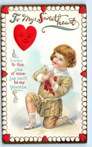 VALENTINE Greeting ~ LISTEN TO THIS PLEA of MINE c1910s Embossed Postcard