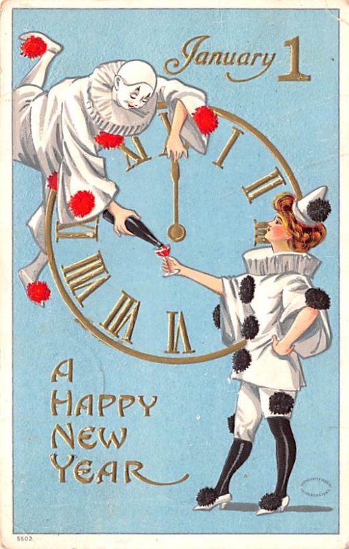 Circus Clown Post Card New Years Clown 1909