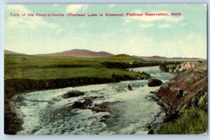 1910 Flathead Montana MT Vintage Postcard Falls Pend-D-Orelle Lake Reservation