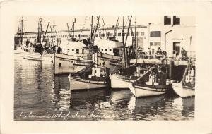 F18/ San Francisco California Postcard RPPC c1940s Fisherman's Wharf Boats