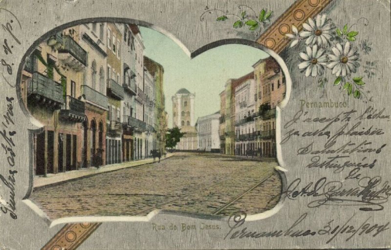 brazil, RECIFE, Pernambuco, Rua do Bom Jesus (1904) Art Nouveau Postcard