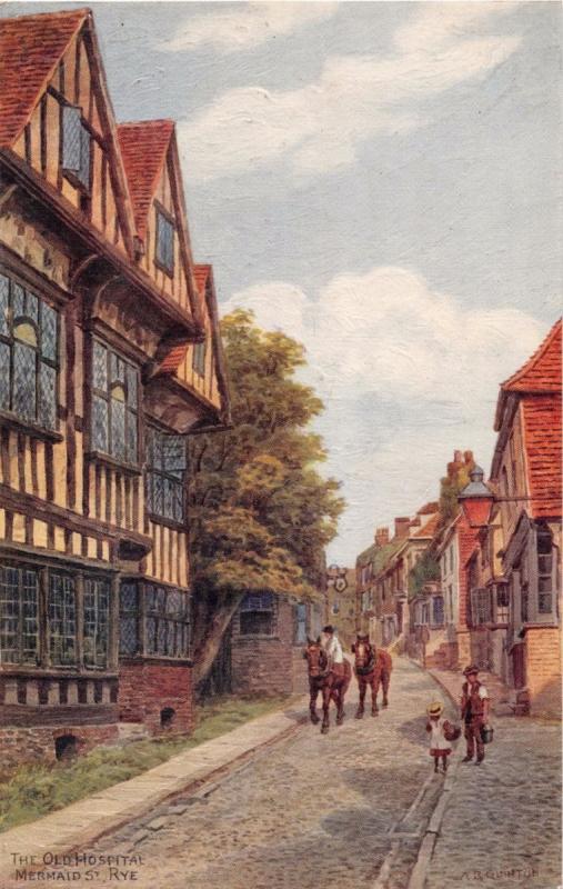 RYE SUSSEX UK OLD HOSPITAL~MERMAID STREET~SALMON SERIES #3077 POSTCARD