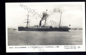 LS2620 - Cunard Liner - Pavonia at Liverpool c1890 - Pamlin postcard