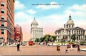 Illinois Peoria Trolley At Main and Adams Streets