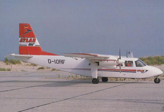 D-IORF at Heligoland Dune Atlas Air Service Ganderkesee German Plane Postcard