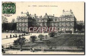 Old Postcard Paris and Luxembourg Palace Garden