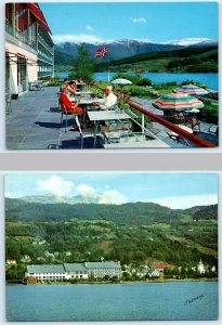 2 Postcards ULVIK, Hardanger Fjord Norway ~ BRAKANES HOTEL Terrace 4x6