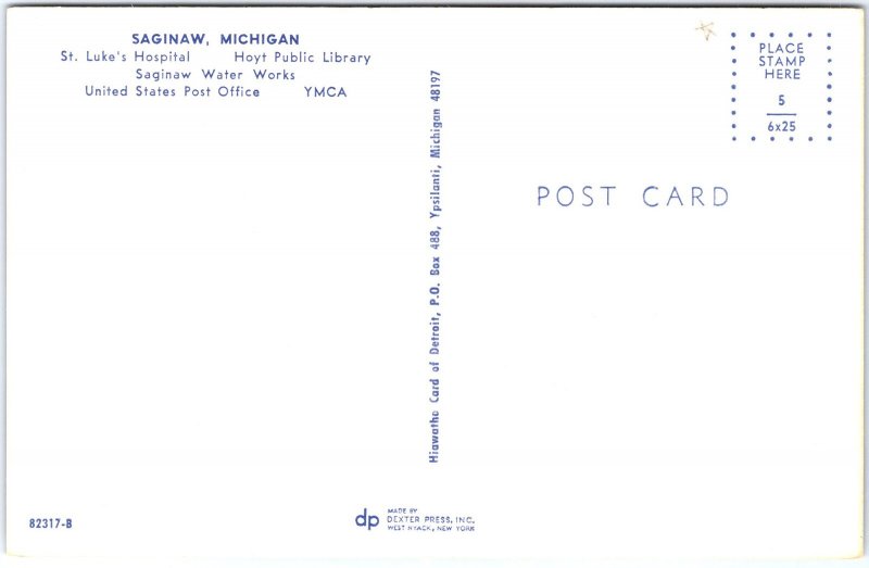 VINTAGE POSTCARD MULTIPLE SCENES AT SAGINAW MICHIGAN