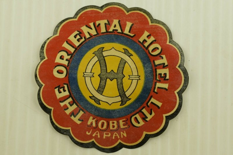 1920's The Oriental Hotel Ltd Kobe Japan Luggage Label Vintage Original E33