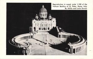 ROME~VATICAN ST PETER~REPRODUCTION MODEL IN WOOD~ATTILIO-LUCIO SAVAOIA POSTCARD