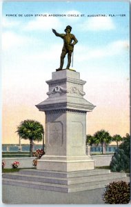 M-92473 Ponce De Leon Statue Anderson Circle St Augustine Florida