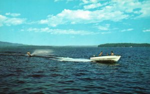 Vintage Postcard Water Skiing Sports Lake Winnipesaukee New Hampshire Rudy's Pub