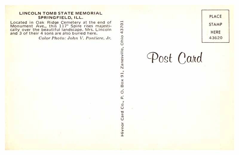 Postcard CEMETERY SCENE Springfield Illinois IL AU2649