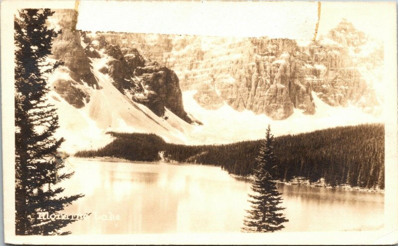 Postcard RPPC Alberta Canada Moraine Lake - rare - great detail - unposted