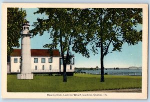 Lachine Quebec Canada Postcard Rowing Club Lachine Wharf c1940's Vintage