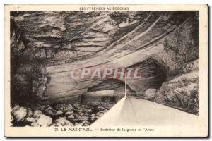 Le Mas d & # 39Azil Old Postcard Interior of the cave and the & # 39Arize