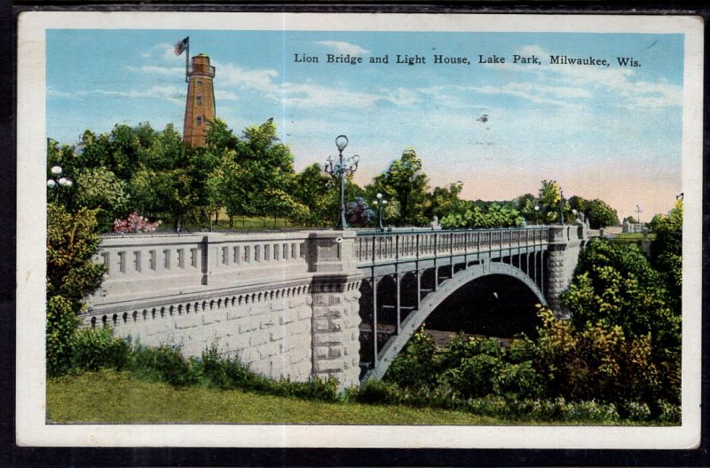 Lion Bridge and Light House,Lake Park,Milwuakee,WI BIN