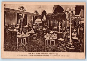 1910 Astoria New York Postcard The Waldorf Italian Room Exhibiting Confectionery