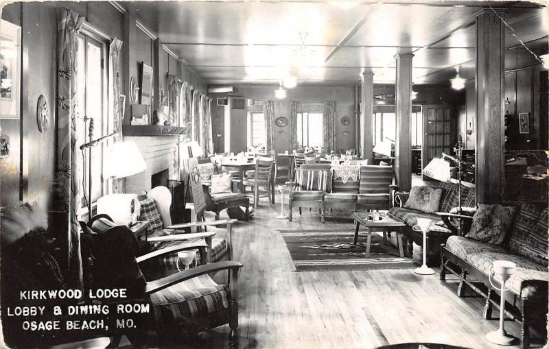 Missouri Mo Postcard c1940s OSAGE BEACH Kirkwood Lodge Interior Real Photo RPPC 