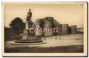 Old Postcard Angers Chateau and Statue of King Rene