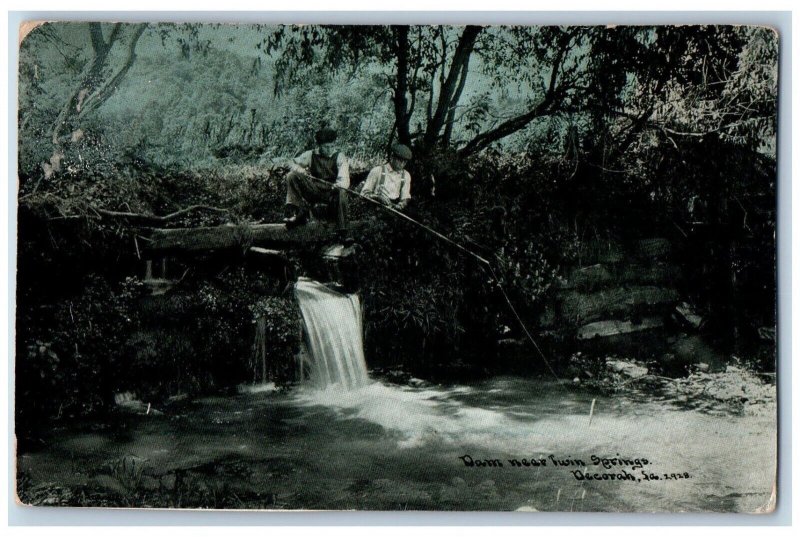 Decorah Iowa Postcard Dam Twin Springs Exterior River Lake c1910 Vintage Antique
