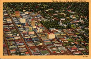 California Fresno Aerial View Of The City 1957 Curteich