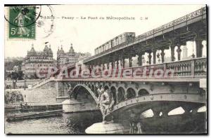 Old Postcard Paris Passy Le Pont Du Metropolitain