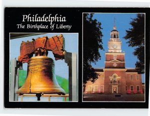 Postcard Liberty Bell & Independence Hall Philadelphia Pennsylvania USA