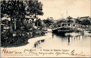 Vtg Para Brazil Baptista Campos Park 1907 UDB Postcard