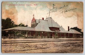 Postcard Rock Island Train Station Lincoln Nebraska - Litho - 1911