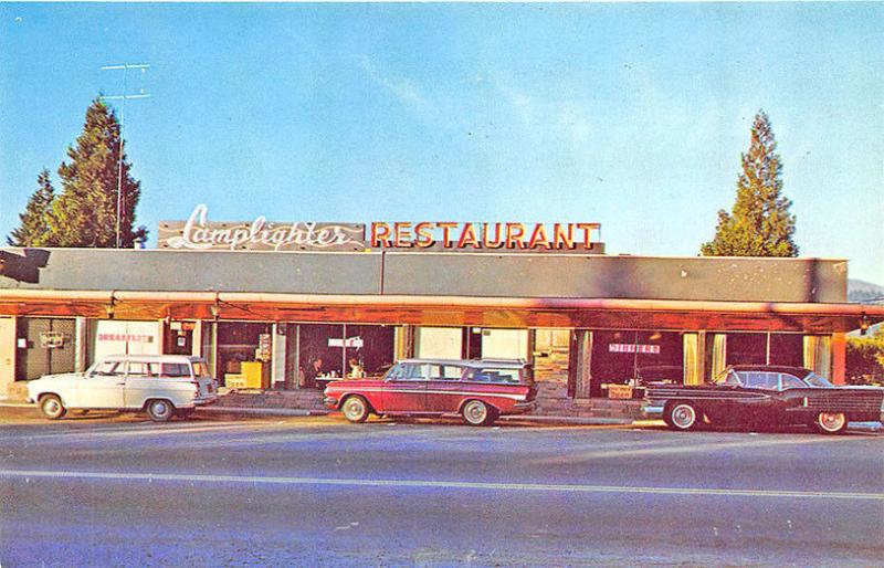 Mount Shasta CA Lamplighter Drive-In Restaurant Old Cars Postcard