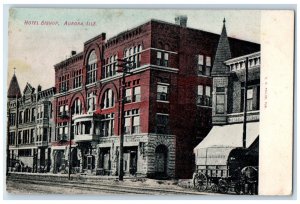 c1910 Hotel Bishop Exterior Building Aurora Illinois IL Vintage Antique Postcard