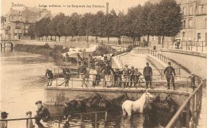 Horses. Military. Le Baignade des Cheveaux Antique French postcard