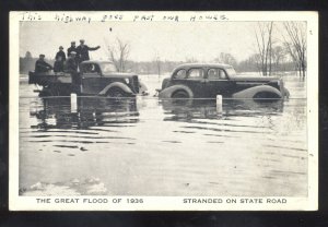 FRAMINGHAM MASSACHUSETTS 1936 FLOOD DISASTER OLD CARS VINTAGE POSTCARD