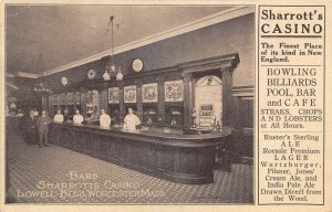 Worcester Massachusetts Sharrotts Casino Bar Interior  Vintage Postcard AA83206