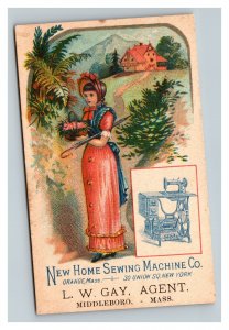 Vintage 1890's Victorian Trade Card New Home Sewing Machine Co. Middleboro MA