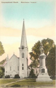 Hand-Colored Postcard; Manchester VT Congregational Church & Monument, Albertype