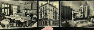 Vintage Hotel Residence Picard Brussels Belgium Real Photo Card Ad Map Wartime