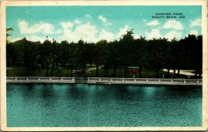 Howard Park View From Water South Bend Indiana IN 1920 WB Postcard T17